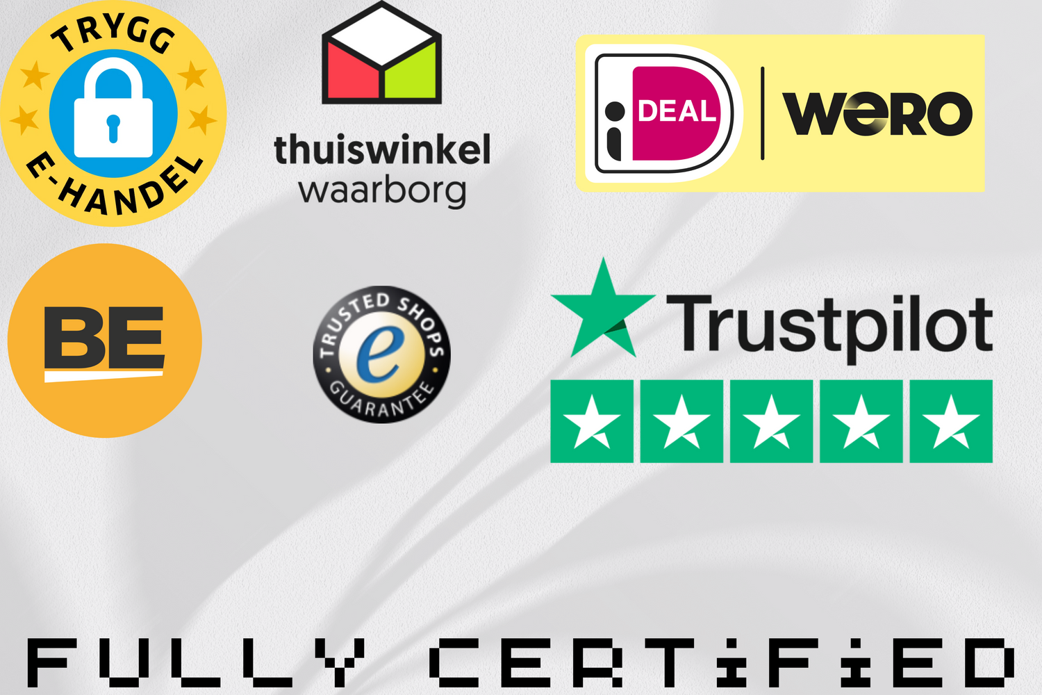 Fully Certificated Trustpilot Trusted shops thuiswinkel waarborg